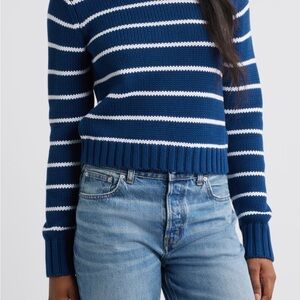 NWT Madewell Navy and White Striped Relaxed Crewneck Sweater